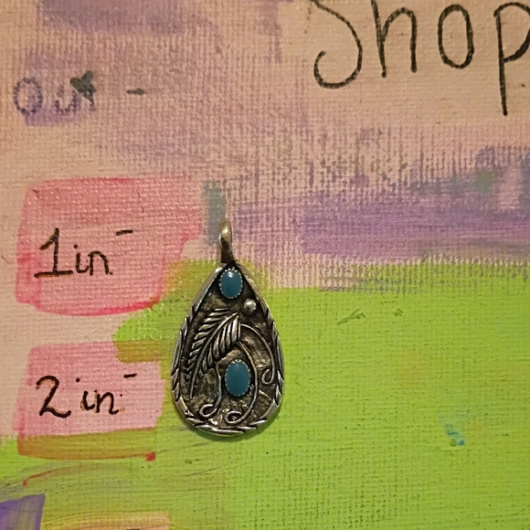Silver and Turquoise Pendant - Picture 3 of 3